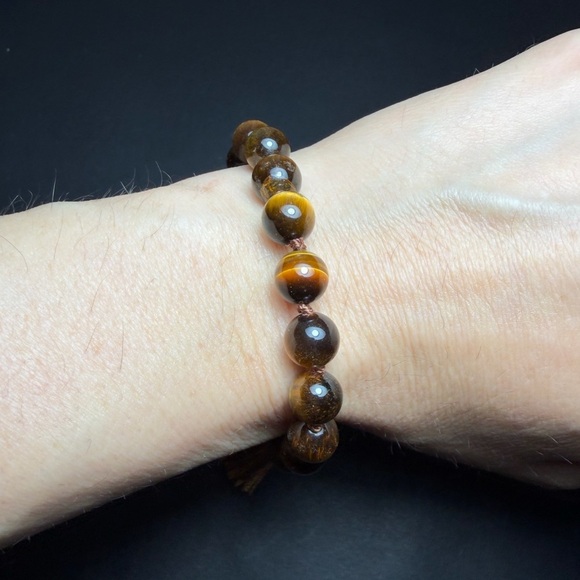 Natural Tiger's Eye Beaded Bracelet Juzu Mala Prayer - Picture 4 of 6